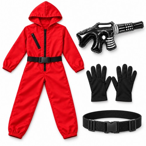 4pc kids red jumpsuit - red, costume