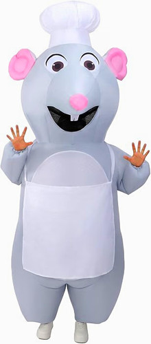 Inflatable grey mouse chef - grey,