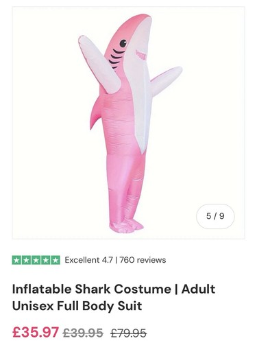 Adult pink inflatable shark - inflatable,